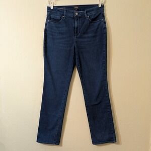 NYDJ Women's Marilyn Straight Jeans Size 12 Dark Wash Denim Lift Tuck Slimming S